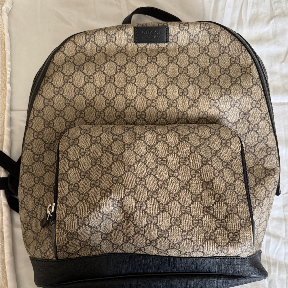 Gucci Monogram Beige and Black Backpack
